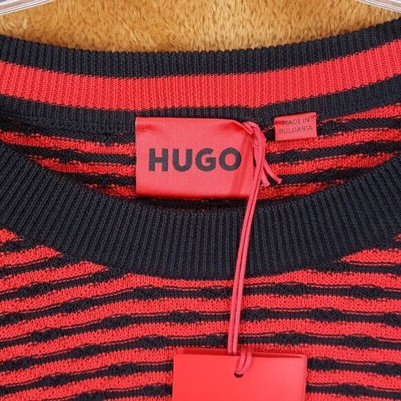 HUGO BOSS Sweater Mens XXL Red Pullover Crew Knit 100% Cotton SONDERSON $178 - Picture 3 of 9